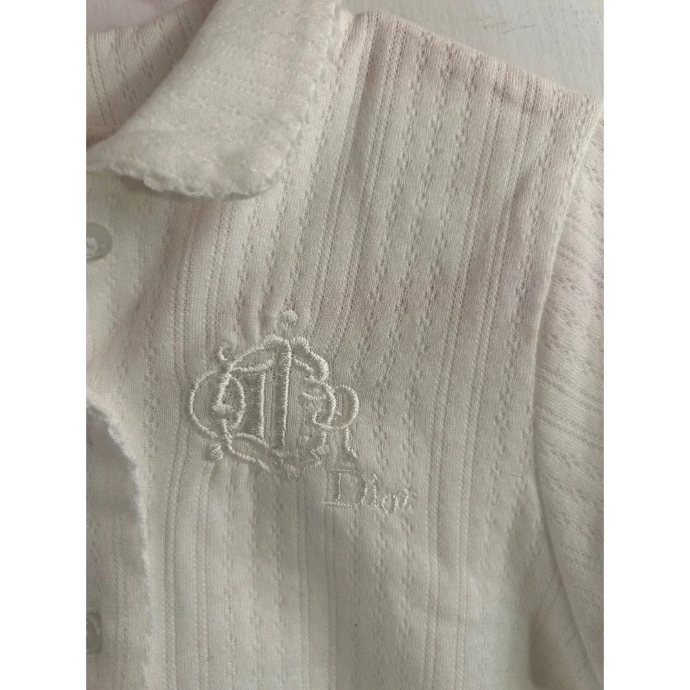 Baby Dior Cardigan Booties Set 6-9M White Pointelle Knit Vintage Kids